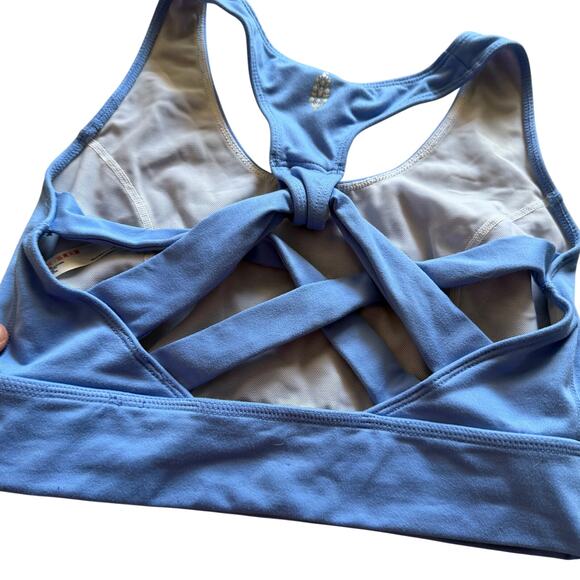 Free People movement light blue bra sz S activewear yoga criss cross back lng ln - Picture 6 of 9